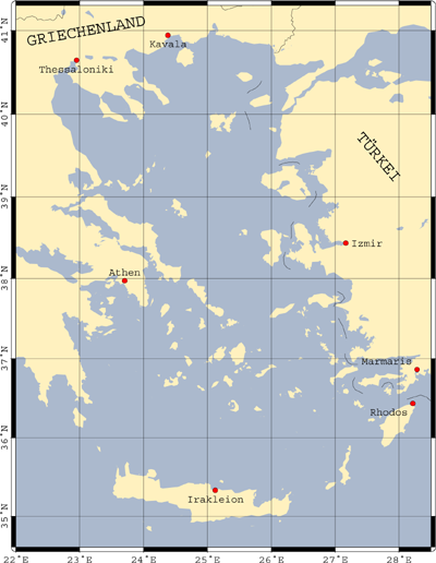 Karte der Ägäis