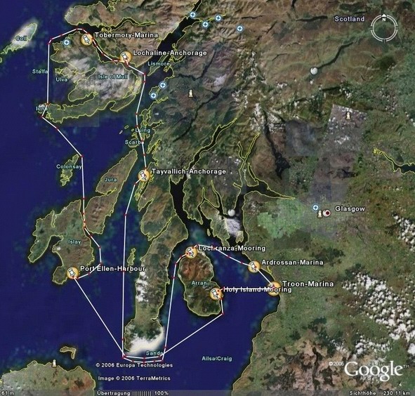Streckenübersicht Troon-Troon mit allen Haltepunkten