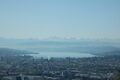 Zürichsee mit Alpen, von der Waid her gesehen